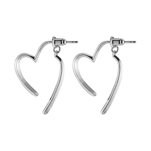 后挂式爱心耳钉 通体s925纯银短款耳环精致韩版气质个性耳坠女