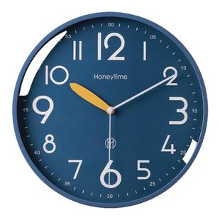 挂钟客厅家用简约时钟挂墙卧室静音挂表2025新款石英钟表轻奢蓝色
