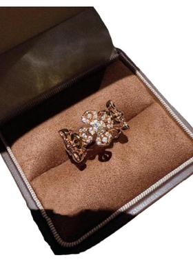 古法金色錾雕花窗罗盘项链 新中式 镀18K金 花丝金刚杵锆石戒指