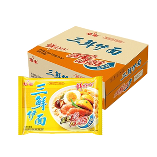华丰三鲜伊面方便面整箱装经典老式泡面袋装宿舍速食品干吃面24包