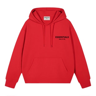 ESSENTIALS MOVIE官方红色连帽卫衣春新年本命年休闲情侣潮牌帽衫