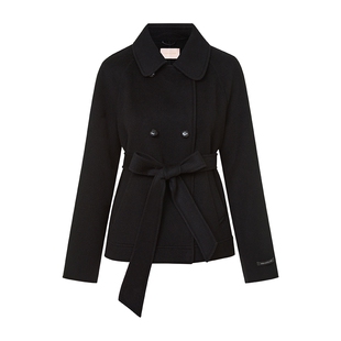 朗姿莱茵福莱尔100%绵羊毛短款外套女气质通勤复古优雅毛呢上衣冬