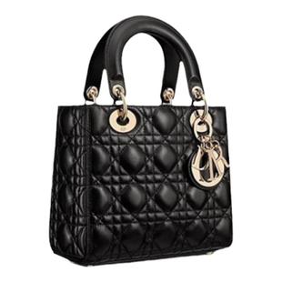 1h可退 欧洲直邮Dior迪奥女士戴妃包手提包小号粉色小羊皮经典款