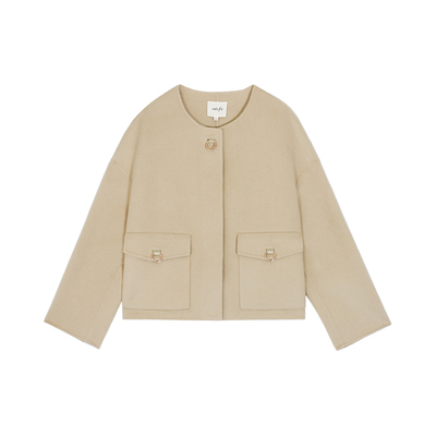 inlife小香风圆领双面毛呢外套