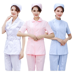 护士服长袖短款两件套冬装女粉色蓝色制服分体套装护工工作服厚款