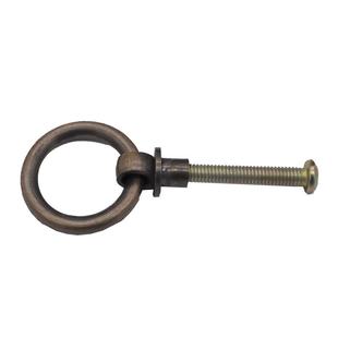 复古抽屉圆环拉手五金橱柜门实心单孔陶瓷中药柜圆圈黄铜拉环把手