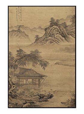 宋代美学新中式玄关装饰画酒店客厅高级感山水风景国画挂画定制