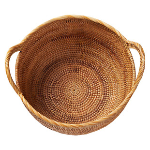 藤编草编水果篮果盘茶几果篮糖果收纳篮果篓编织篮北欧 客厅 家用