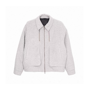 冬季含羊毛呢可拆卸内胆羽绒服男cleanfit时尚宽松加厚白鸭绒外套