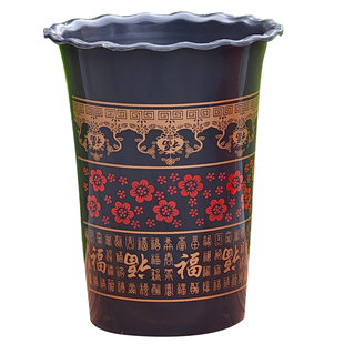 高筒红福花盆加厚喜庆室内阳台仿陶瓷特大号透气发财树花卉盆栽盆