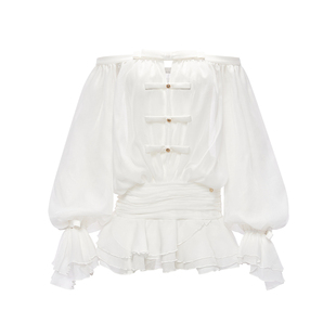 【侯佩岑张碧晨同款】Sheer Luck SeeThru一字肩泡泡裙连衣裙裤裙