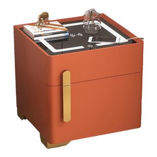 鹿匠极简设计窄边床头柜式保险箱家用软包皮纹保险柜办公指纹锁密码柜42cm宽智能网红超窄床边储物保险柜新款