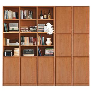 浮生记/实木书柜一体整墙联排客厅展示组合柜玻璃门高窄柜樱桃木