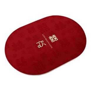 结婚喜庆地垫硅藻泥浴室吸水防滑防摔地毯门口红色婚房喜字脚垫子