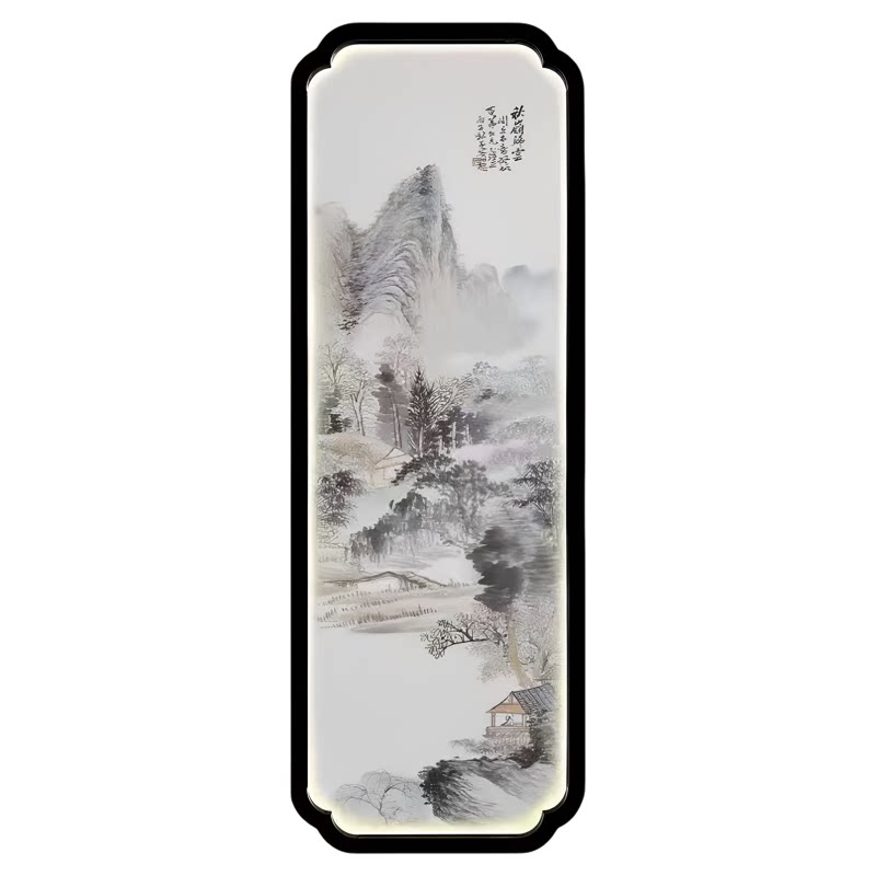 宋式美学海棠花丝绢灯屏装饰画