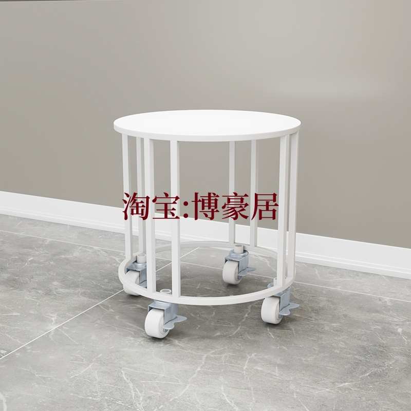 简约落地式客厅圆形铁艺花架鱼缸架 地面花盆架带轮可移动置物架