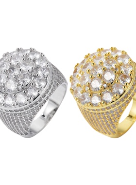 ASAPRocky男士花朵镶钻嘻哈戒指