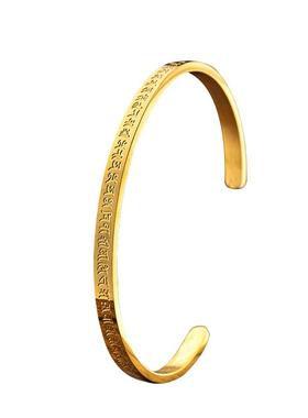 楞严咒椭圆形手镯经文手环护身符黄财神手链大随求楞严经心咒镯子