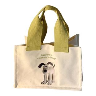 日系可爱卡通狗狗复修勾小包包女ins休闲手提包学生便当包帆布包