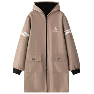 冬季新款罩衣男女款成人加绒加厚防水厨房外穿长袖围裙工作服外套