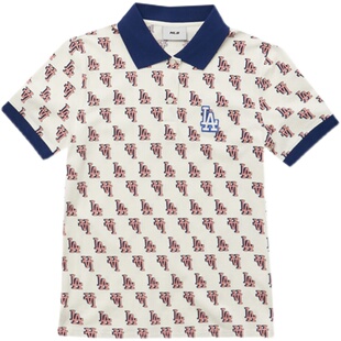 MLB女子短袖NY复古老花满标翻领POLO衫运动宽松休闲T恤3FPQM0233
