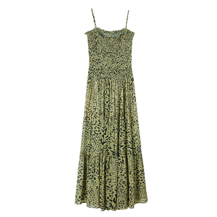 CROWNLESS未冕25夏季新品轻盈透气法式复古印花打揽吊带连衣裙