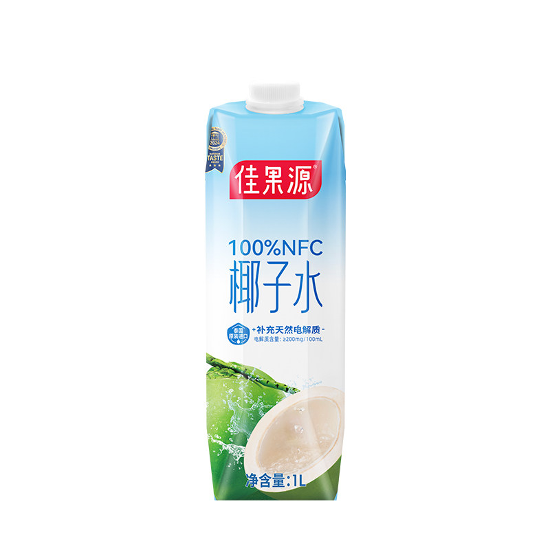 「保真椰子水」佳果源泰国100%NFC椰子水1L*4瓶大瓶装0脂椰青果汁