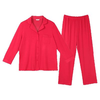 仕乐天丝棉家居套装睡衣女款春秋款长袖男士家居服红色本命年马年