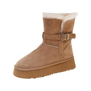 弄里人佳大码女鞋41-42码雪地靴25冬新款加绒保暖大棉鞋40短靴