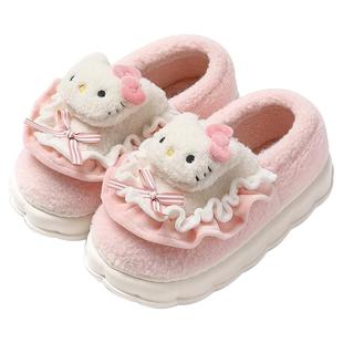 红豆hellokitty棉拖鞋女款2025新款冬季加绒保暖包跟月子棉鞋女士