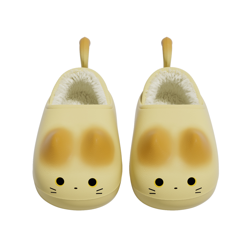 babycrayon儿童棉拖鞋冬季女童可爱猫咪加绒加厚居家保暖包跟棉鞋