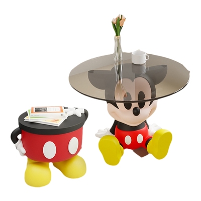 米奇客厅边几圆形玻璃小茶几