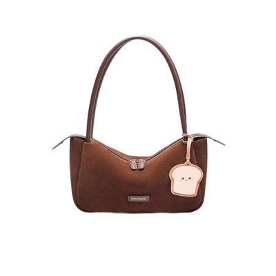 百丽包包女复古新绒面反绒通勤吐司家族单肩斜挎腋下托特X7203DX4