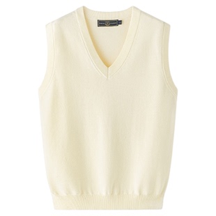 东京岁时记DK秋冬新款米白色V领套头针织马甲男款学院风背心叠穿
