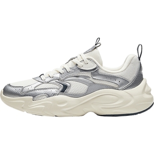 安踏行风运动鞋女鞋2026新款春季鞋子复古老爹鞋皮面防水休闲鞋女