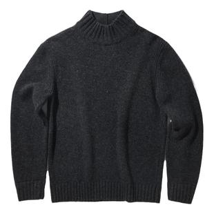 艾比路秋冬复古绅士重磅粗针高领套头美丽诺羊毛粗针织毛衣