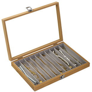 项链收纳盒首饰收纳盒专用手链颈链珠宝饰品展示盒大容量带盖防尘