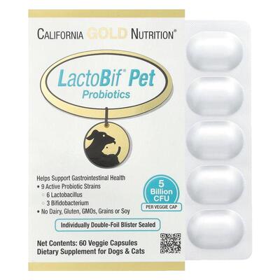 CGN,LactoBif 宠物益生菌，60 粒素食胶囊