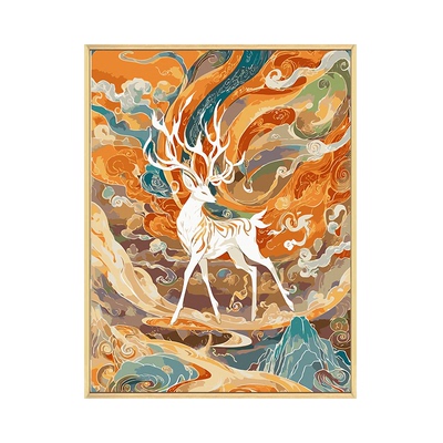 敦煌瑞兽diy数字油画国风装饰画