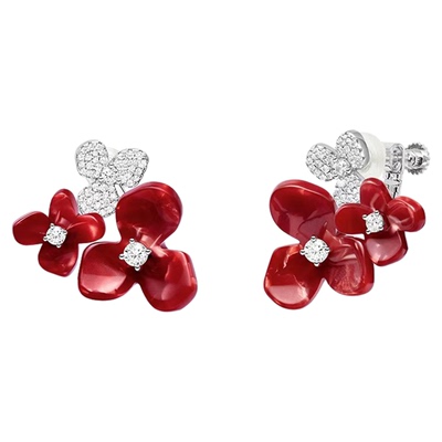 何方hefang白鸢尾方糖耳环女小苍兰花簇项链设计鸢尾花耳钉耳夹