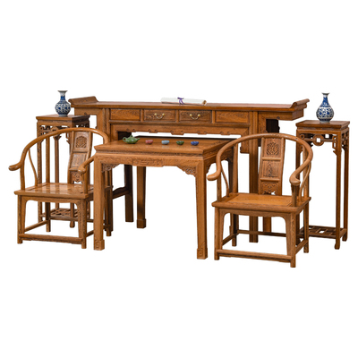 鸡翅木中堂六件套农村红木实木