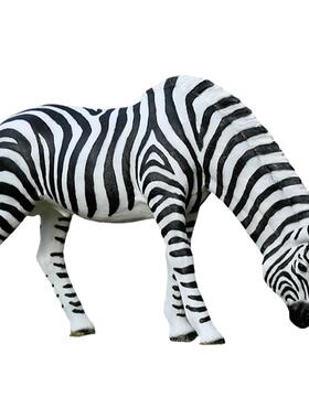 仿真斑马雕塑玻璃钢动物落地摆件