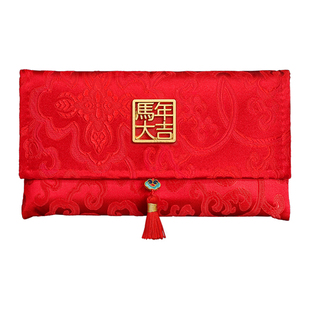 2026新年喜庆红包万元布艺锦缎元旦年会奖金利是封可印字LOGO马年