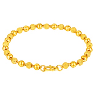 越南沙金圆珠手链男金光砂转运珠镀金手链镀金光珠仿真黄金手链女