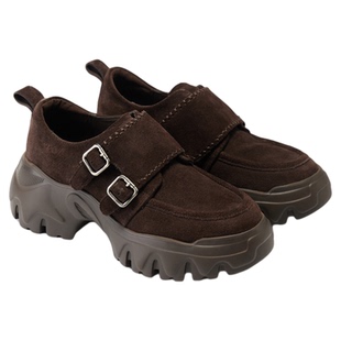 fed绒面小皮鞋女春季新款女鞋厚底乐福鞋深口单鞋女款S1107-YA003