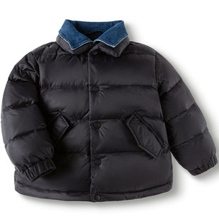 巴拉巴拉儿童羽绒服男童外套冬季牛仔拼接小童宝宝上衣保暖时尚潮