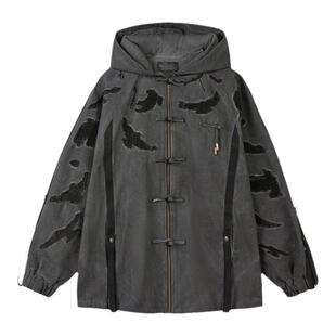 碧海潮生高端限定〓山门拾柒•墨者非攻〓中国风水洗贴布刺绣卫衣