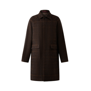 【100%绵羊毛】SCOFIELD男装英伦风粗花呢复古插肩袖毛呢大衣外套