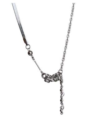 韩系ins朋克几何圈圈打结拼接蛇骨项链小众y2k辣妹甜酷锁骨链叠戴