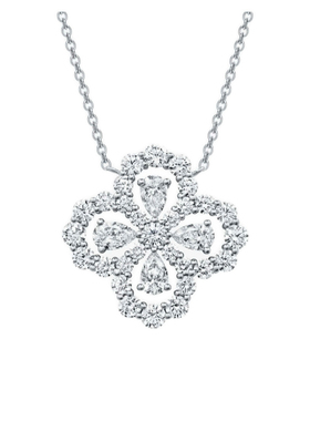 爆闪四叶草满钻项链高级感